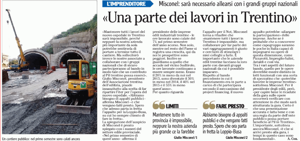 Intervento del Presidente Misconel sul nuovo bando per la realizzazione del NOT